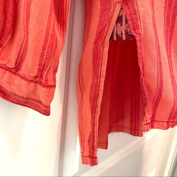 FREE PEOPLE Shirt | Summer Breeze Stripe | Coral | Sizes Small & Medium - Picture 8 of 16